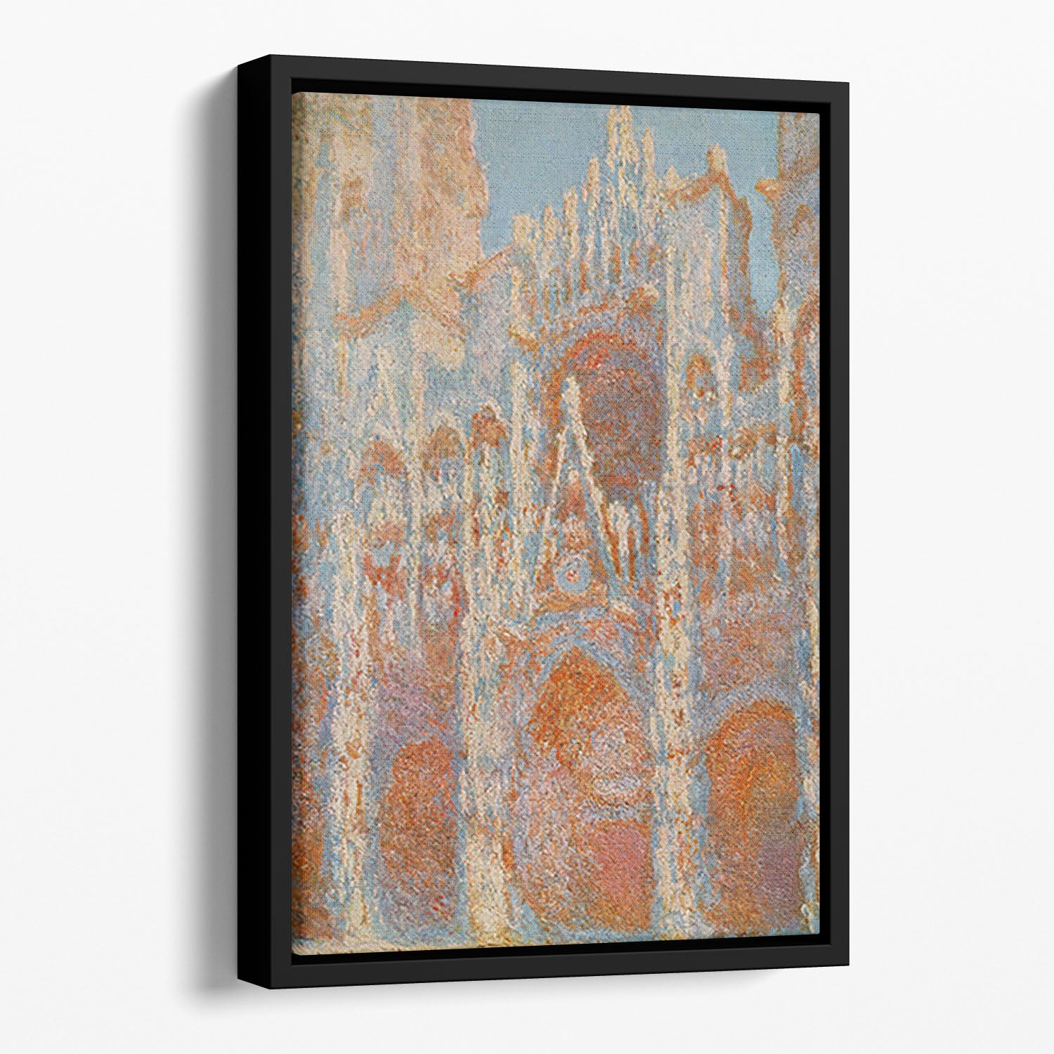 The Rouen Cathedral The facade at sunset by Monet Floating Framed Canvas