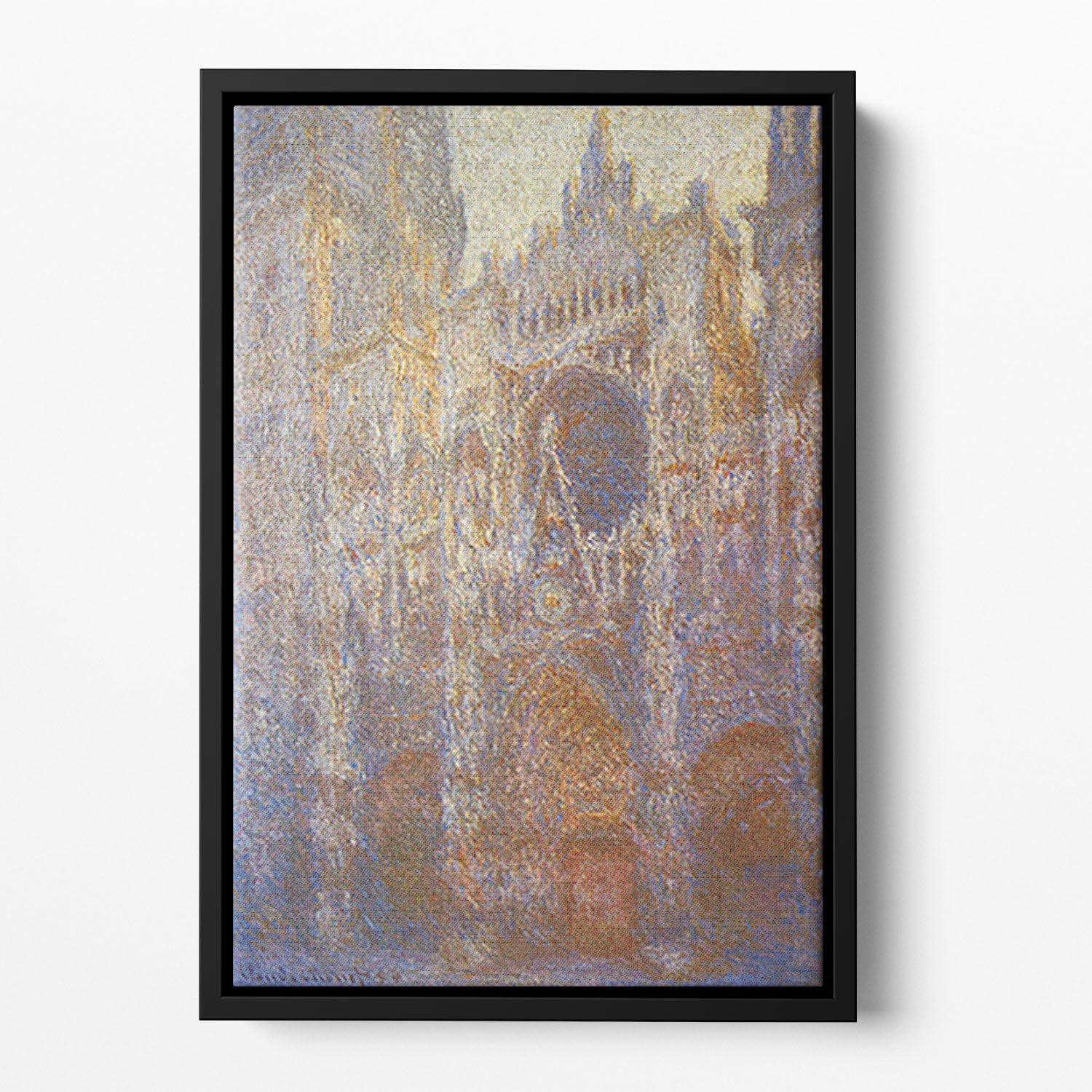 The Rouen Cathedral West facade by Monet Floating Framed Canvas