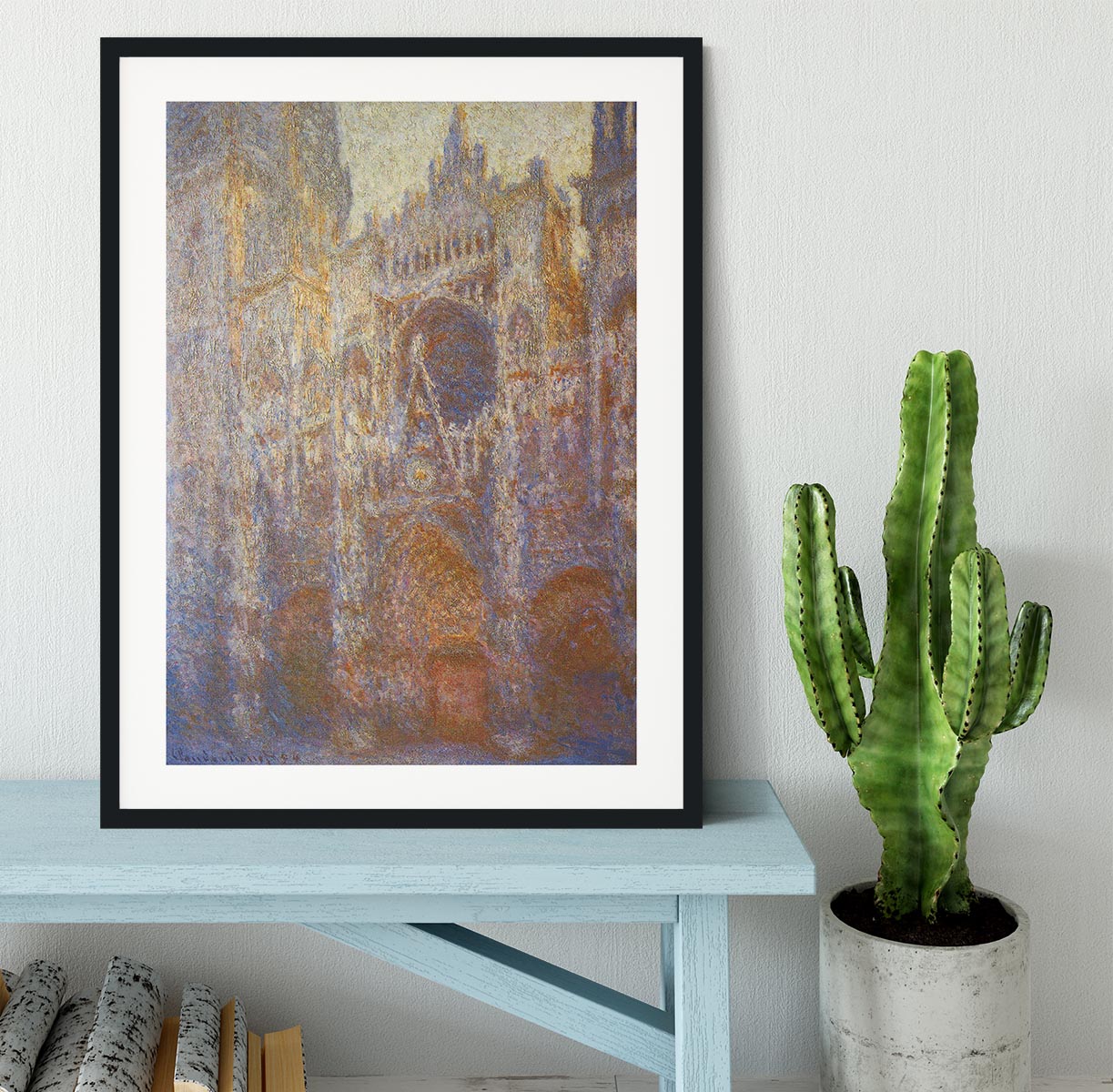 The Rouen Cathedral West facade by Monet Framed Print - Canvas Art Rocks - 1