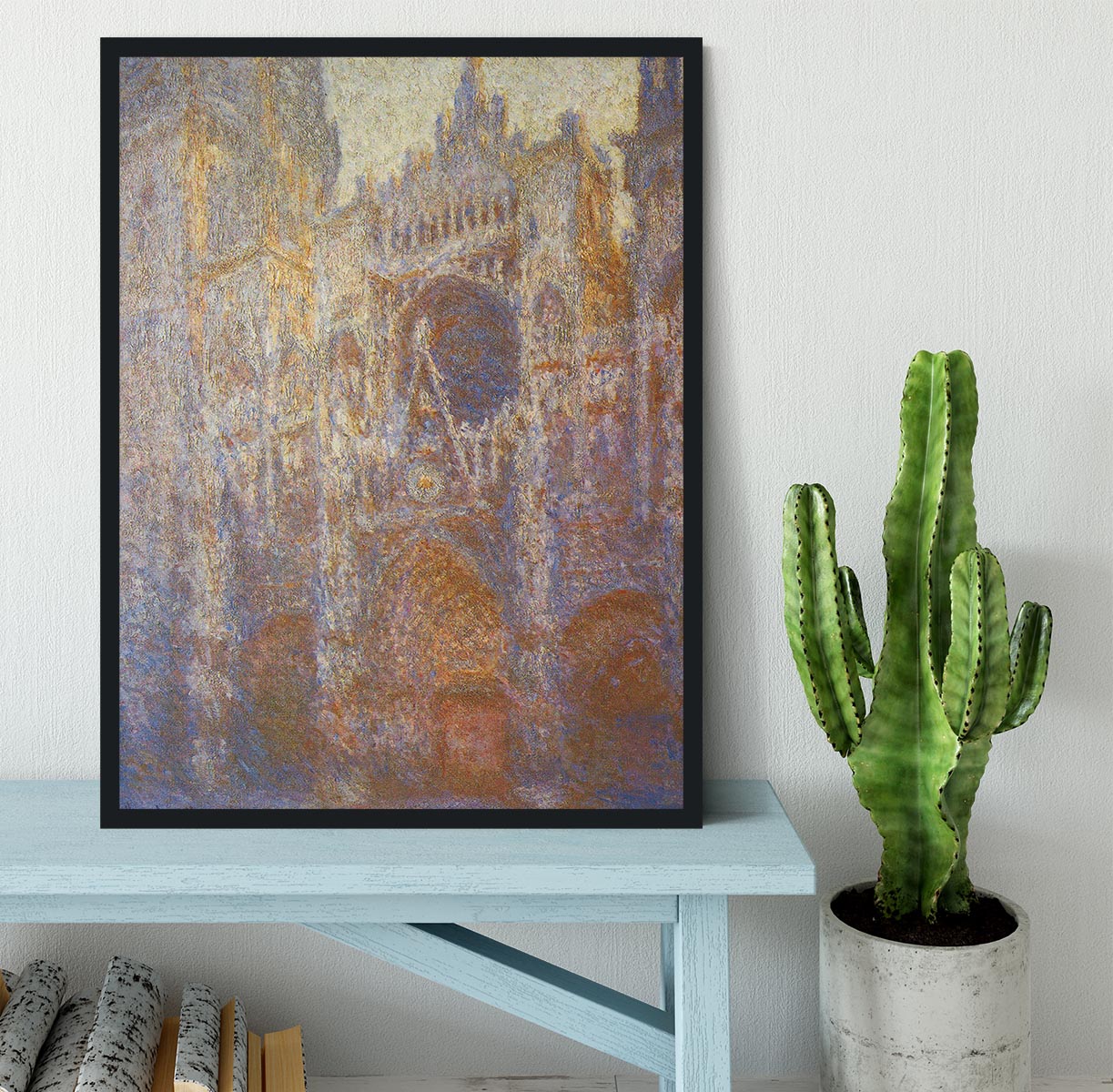 The Rouen Cathedral West facade by Monet Framed Print - Canvas Art Rocks - 2