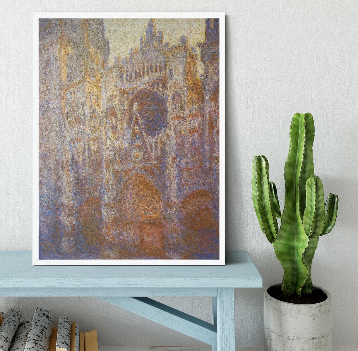The Rouen Cathedral West facade by Monet Framed Print - Canvas Art Rocks -6