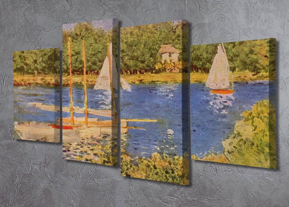 The Seine at Argenteuil Basin by Monet 4 Split Panel Canvas - Canvas Art Rocks - 2