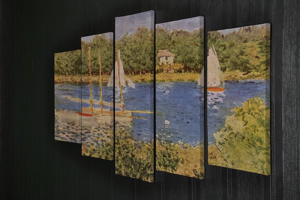 The Seine at Argenteuil Basin by Monet 5 Split Panel Canvas - Canvas Art Rocks - 2