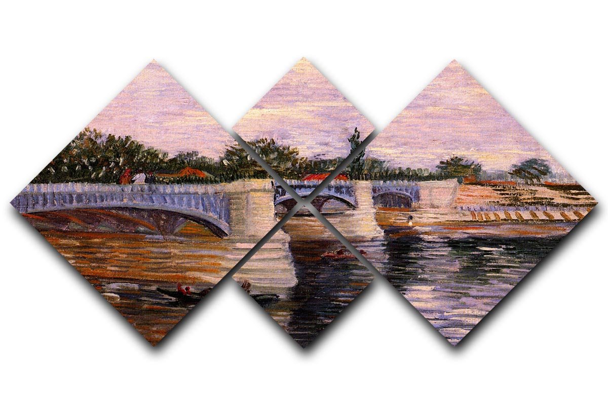 The Seine with the Pont del Grande Jette by Van Gogh 4 Square Multi Panel Canvas  - Canvas Art Rocks - 1