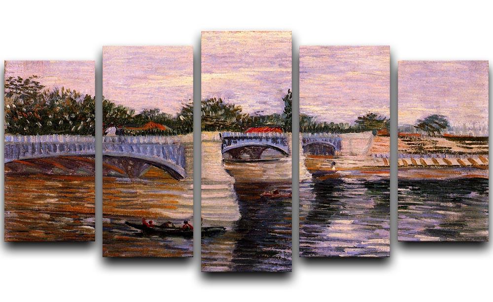 The Seine with the Pont del Grande Jette by Van Gogh 5 Split Panel Canvas  - Canvas Art Rocks - 1