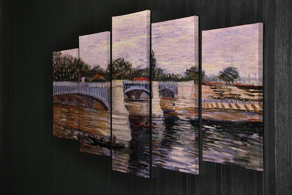The Seine with the Pont del Grande Jette by Van Gogh 5 Split Panel Canvas - Canvas Art Rocks - 2