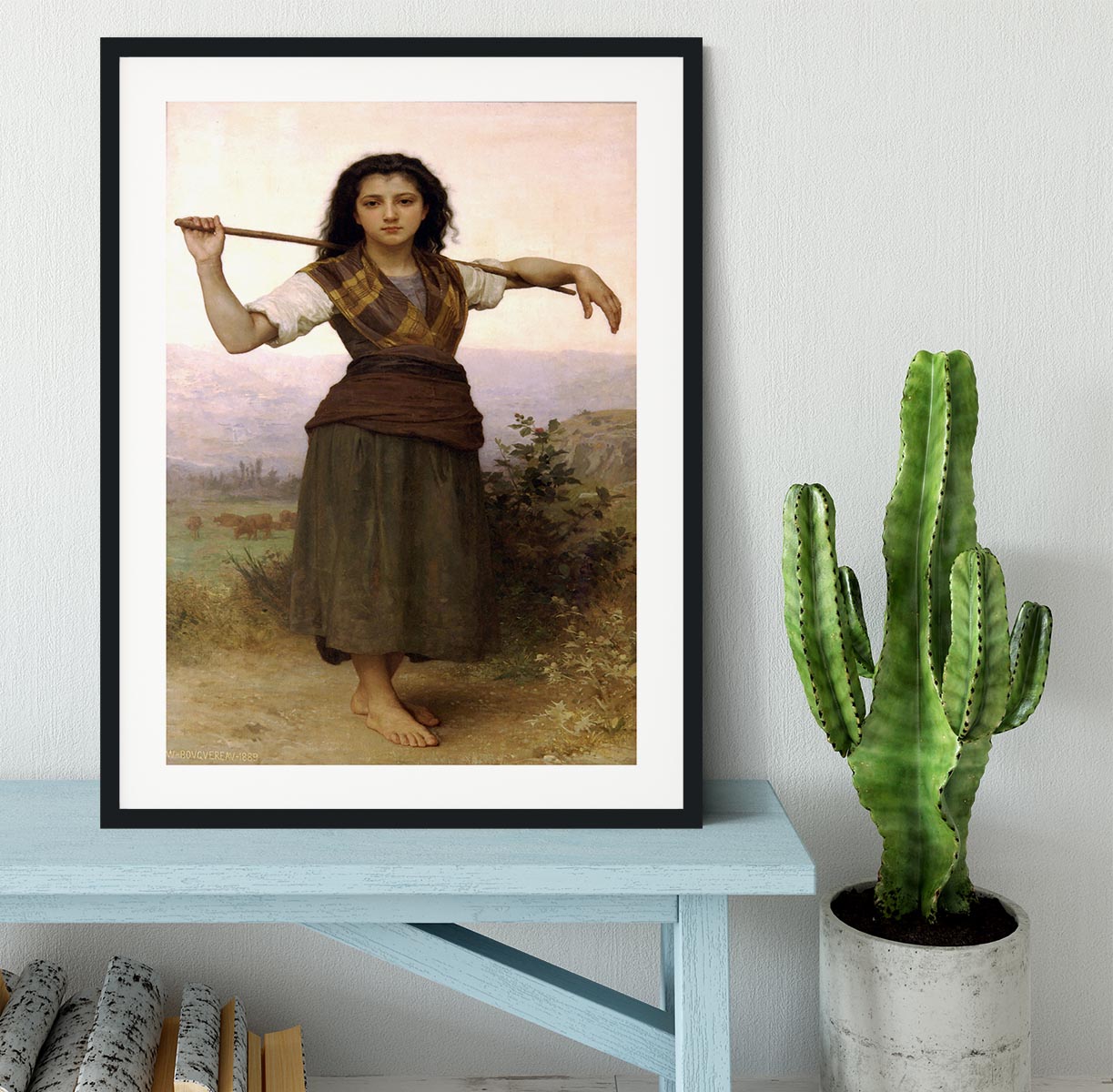 The Shepherdess By Bouguereau Framed Print - Canvas Art Rocks - 1