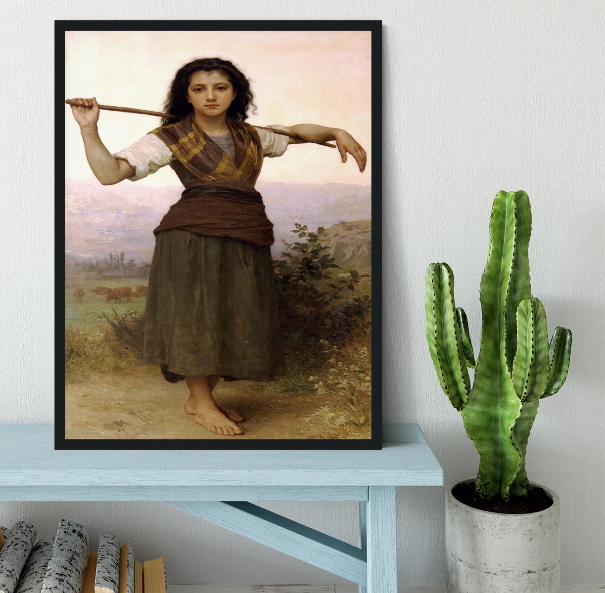 The Shepherdess By Bouguereau Framed Print - Canvas Art Rocks - 2