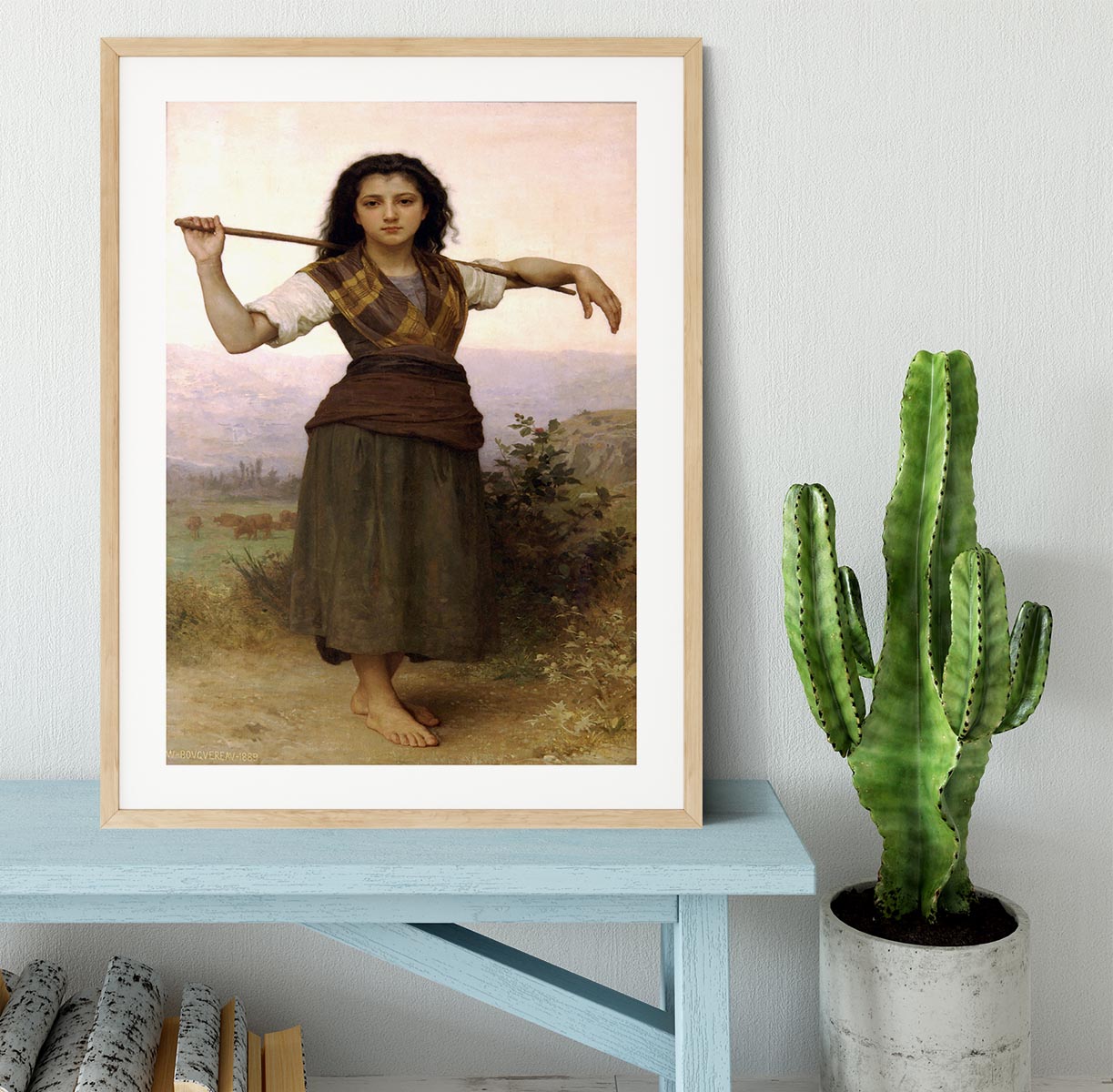 The Shepherdess By Bouguereau Framed Print - Canvas Art Rocks - 3