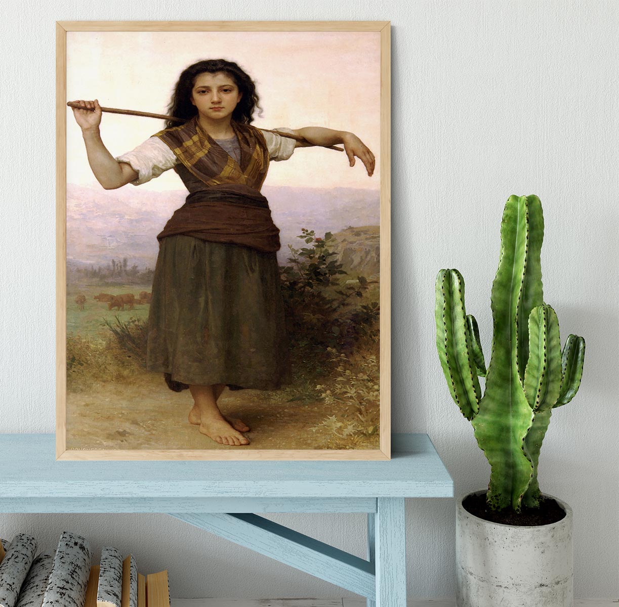 The Shepherdess By Bouguereau Framed Print - Canvas Art Rocks - 4