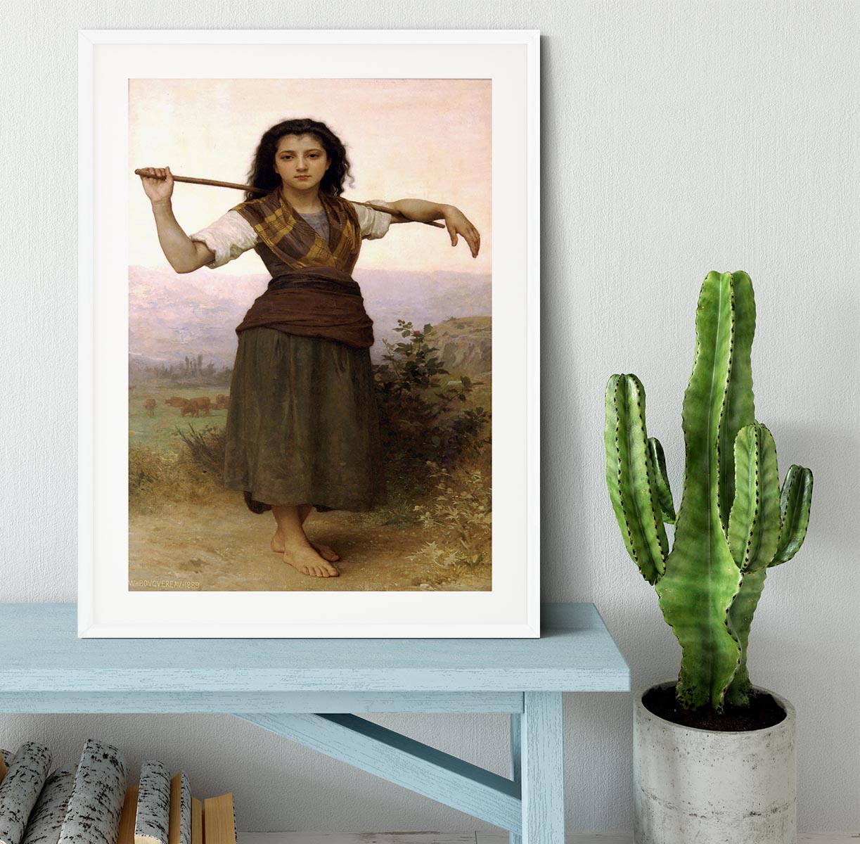 The Shepherdess By Bouguereau Framed Print - Canvas Art Rocks - 5