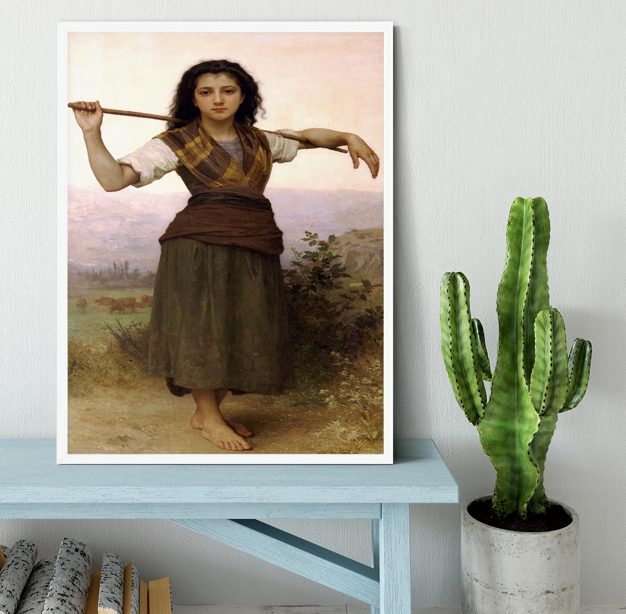 The Shepherdess By Bouguereau Framed Print - Canvas Art Rocks -6