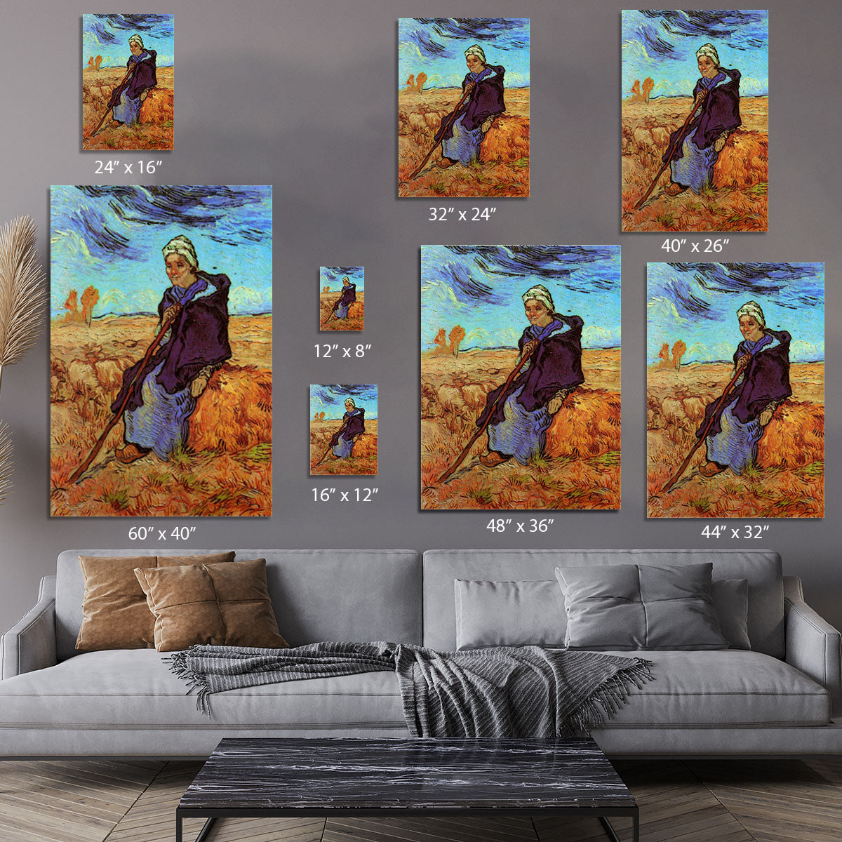 The Shepherdess after Millet by Van Gogh Canvas Print or Poster - Canvas Art Rocks - 7