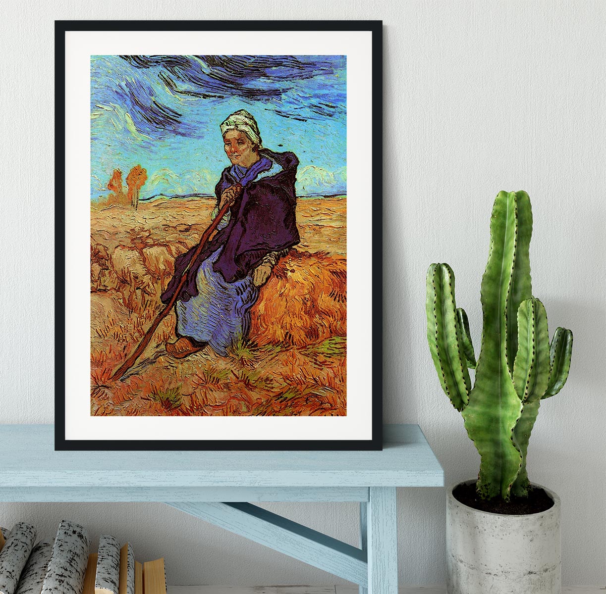 The Shepherdess after Millet by Van Gogh Framed Print - Canvas Art Rocks - 1
