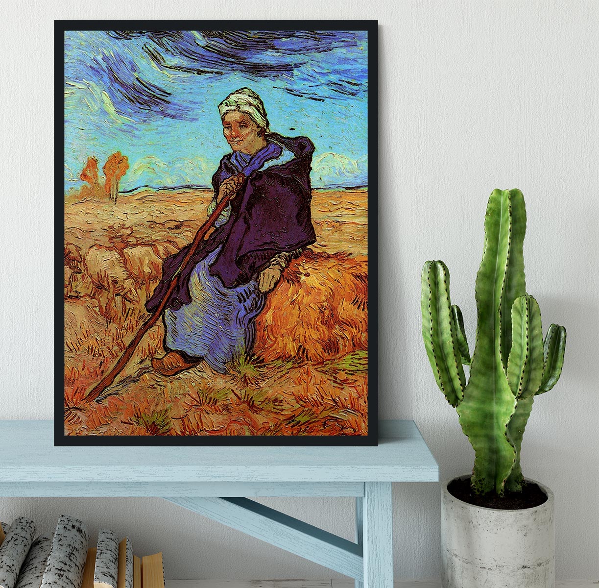 The Shepherdess after Millet by Van Gogh Framed Print - Canvas Art Rocks - 2