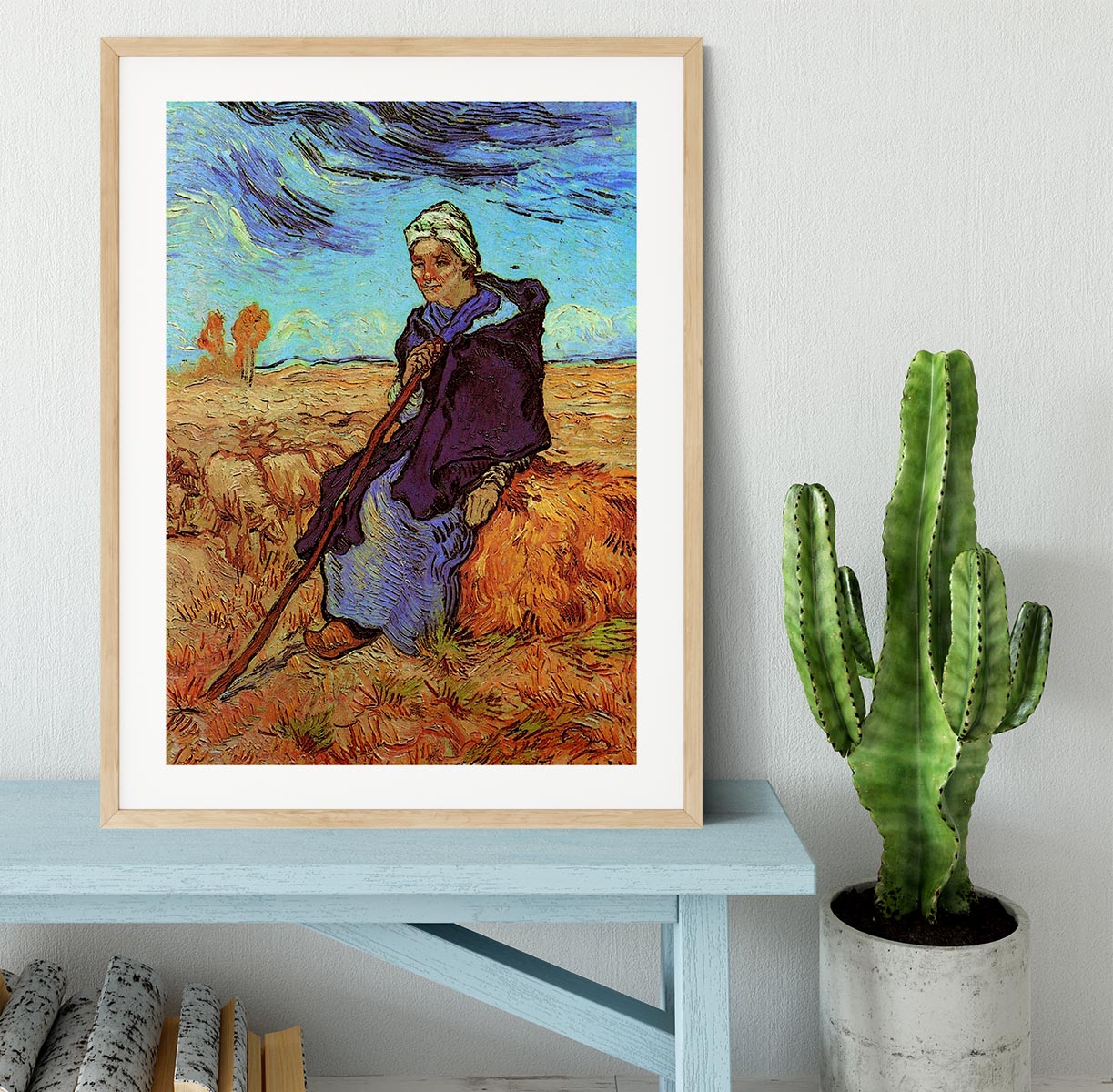 The Shepherdess after Millet by Van Gogh Framed Print - Canvas Art Rocks - 3