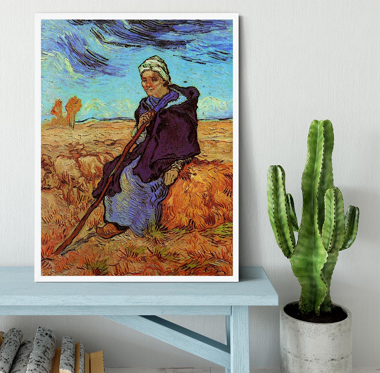 The Shepherdess after Millet by Van Gogh Framed Print - Canvas Art Rocks -6