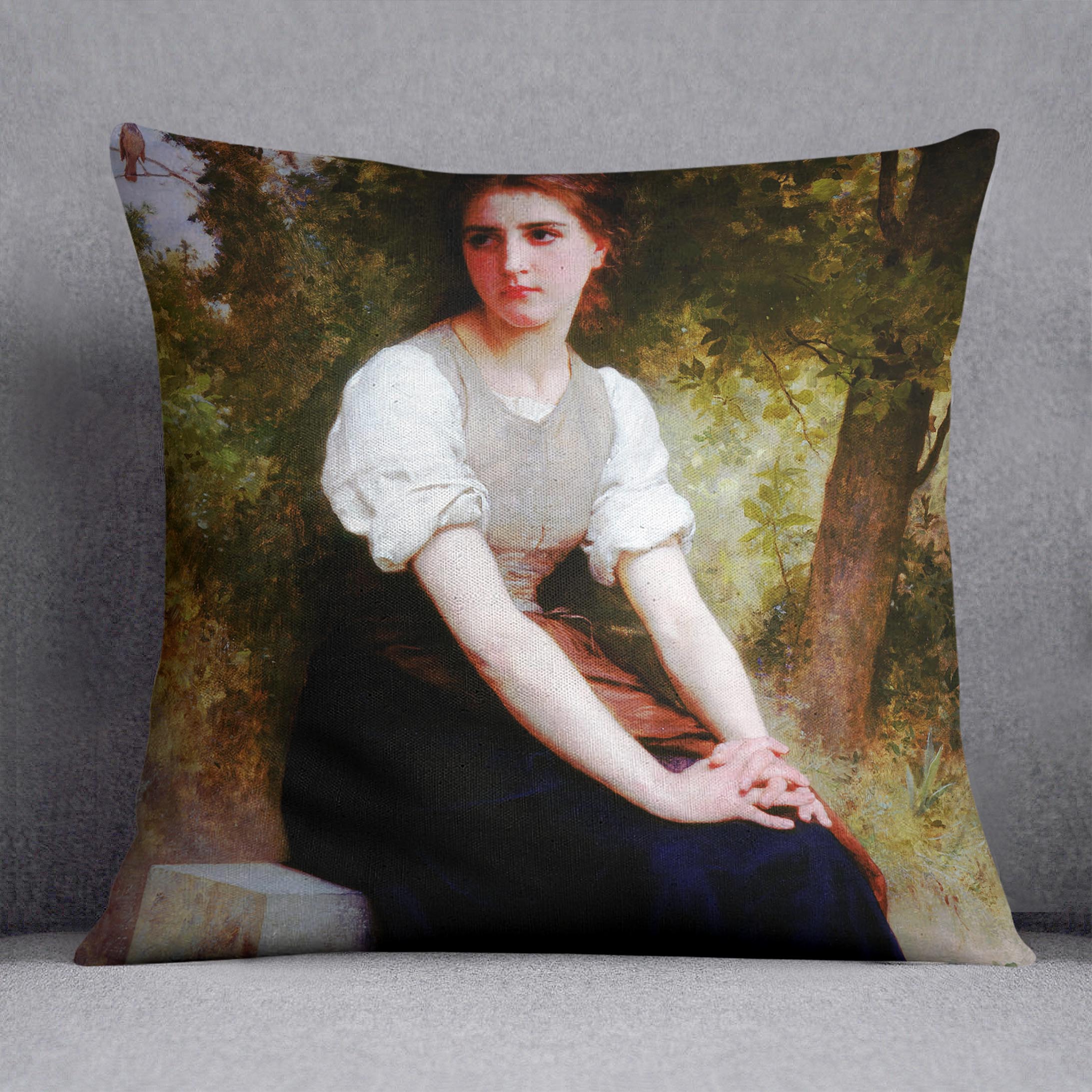 The Song of the Nightingale By Bouguereau Cushion
