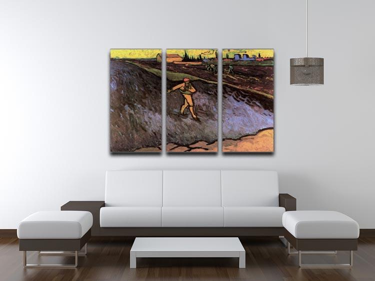The Sower with the outskirts of Arles in the Background by Van Gogh 3 Split Panel Canvas Print - Canvas Art Rocks - 4