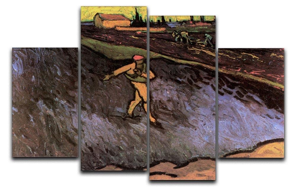 The Sower with the outskirts of Arles in the Background by Van Gogh 4 Split Panel Canvas  - Canvas Art Rocks - 1