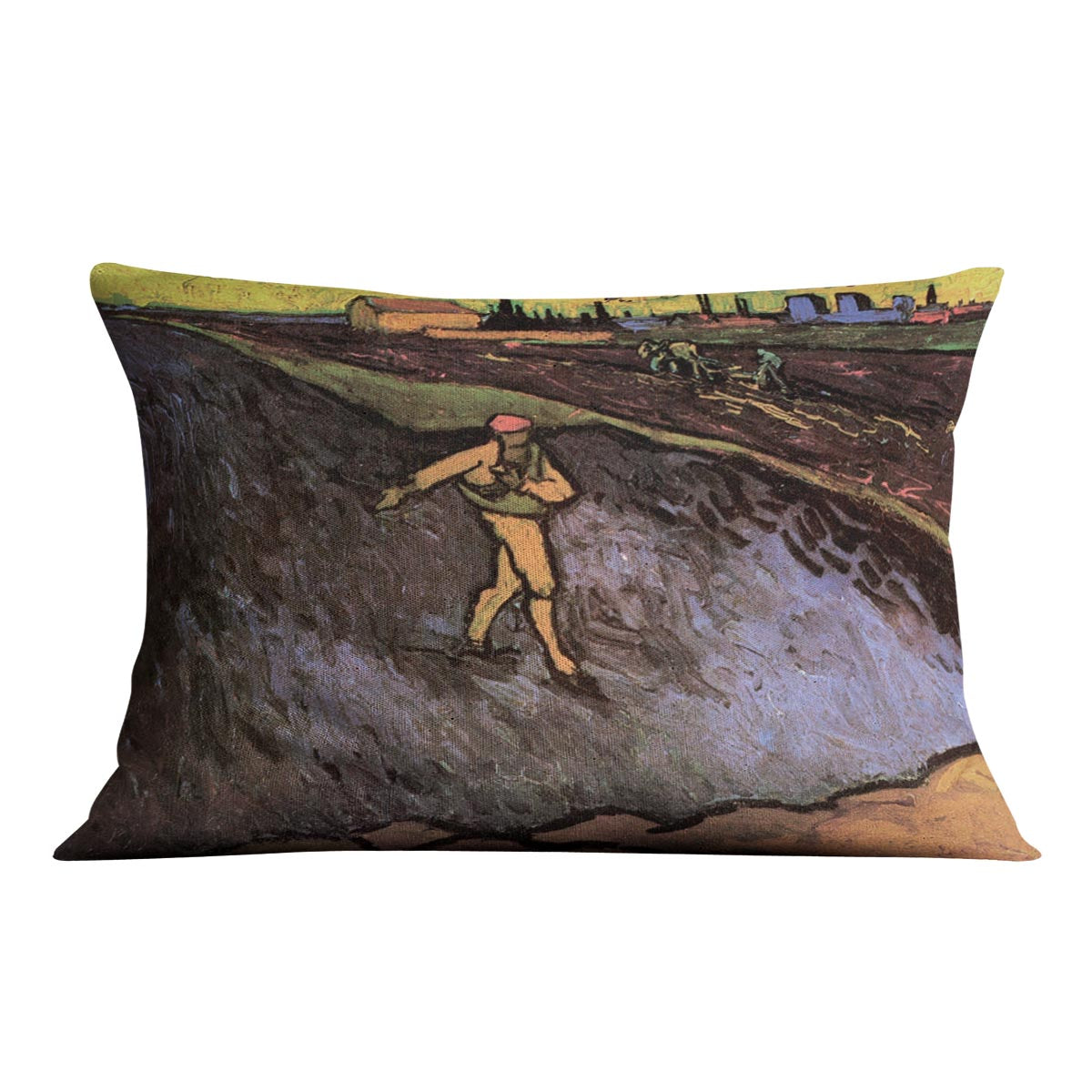 The Sower with the outskirts of Arles in the Background by Van Gogh Cushion
