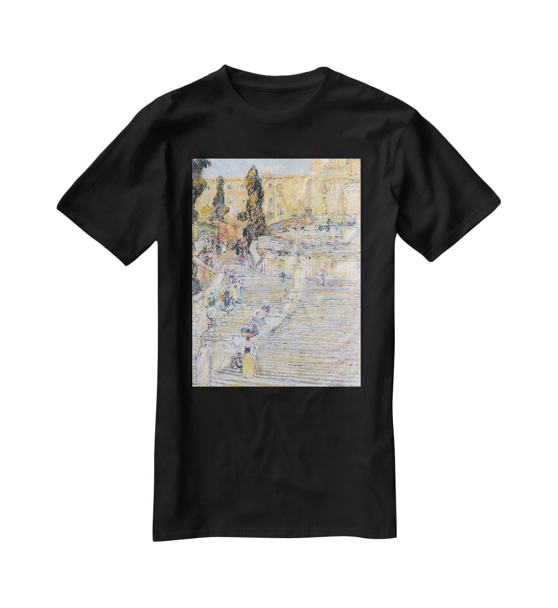 The Spanish steps by Hassam T-Shirt - Canvas Art Rocks - 1