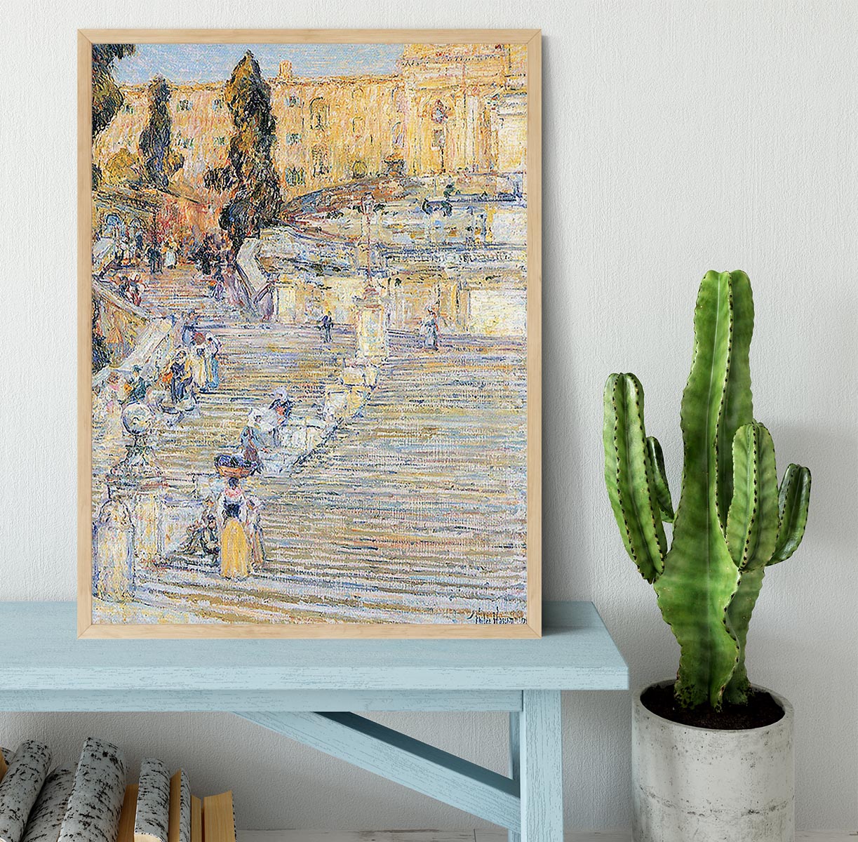 The Spanish steps by Hassam Framed Print - Canvas Art Rocks - 4