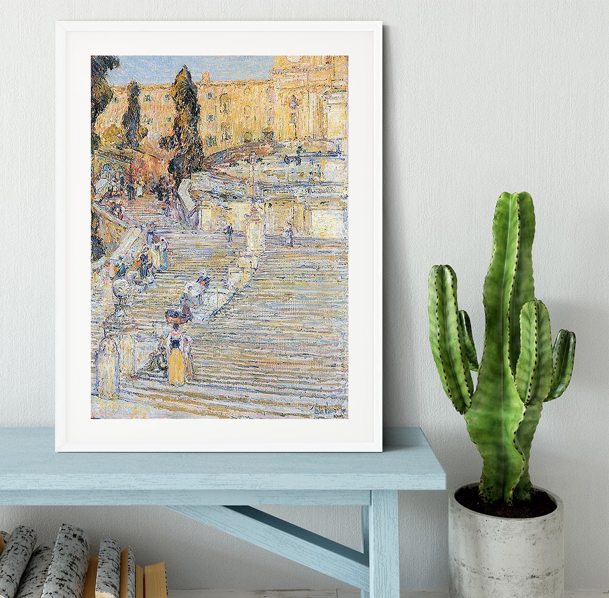 The Spanish steps by Hassam Framed Print - Canvas Art Rocks - 5