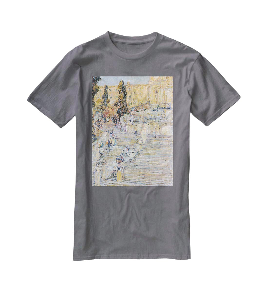 The Spanish steps by Hassam T-Shirt - Canvas Art Rocks - 3
