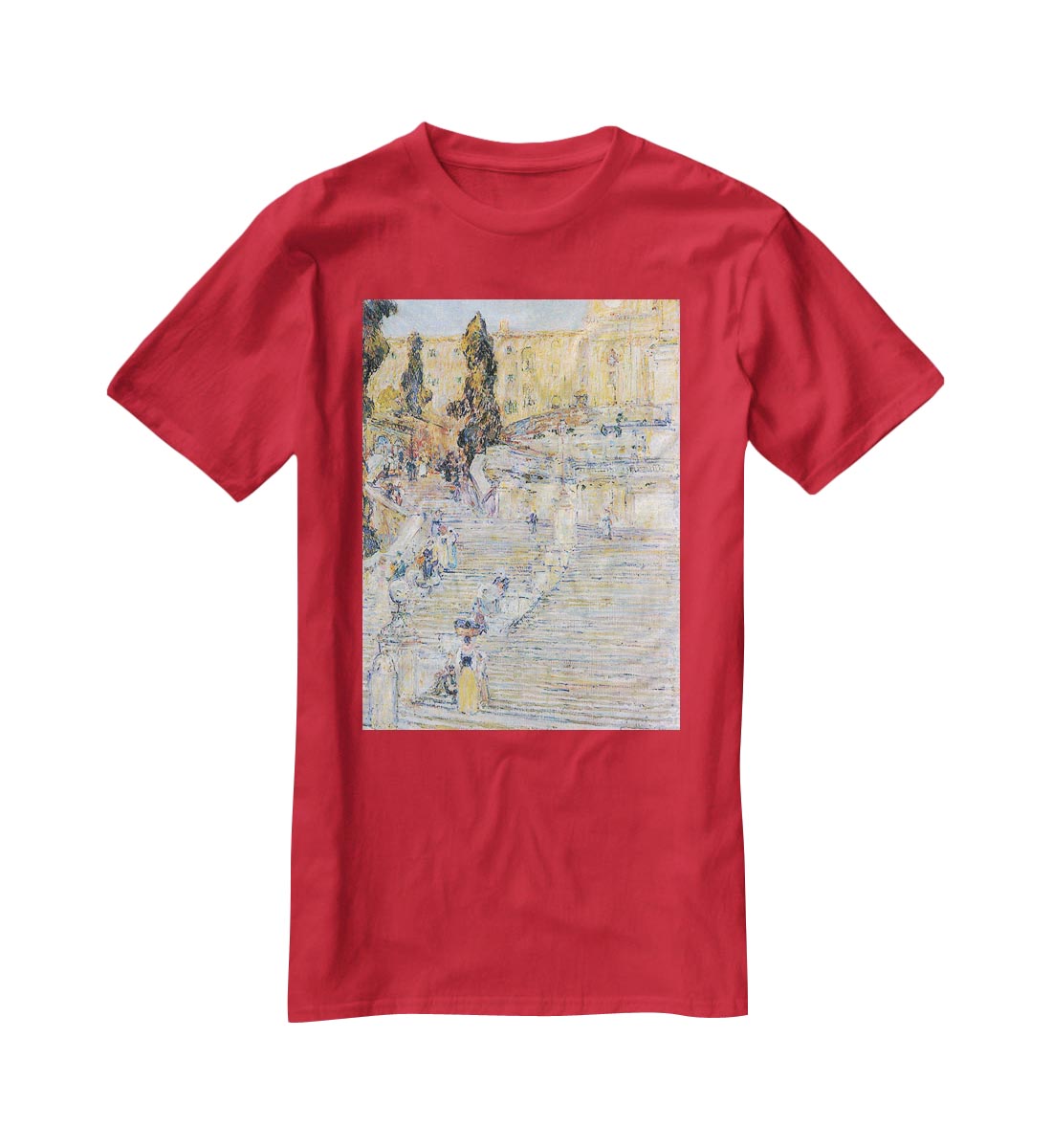 The Spanish steps by Hassam T-Shirt - Canvas Art Rocks - 4