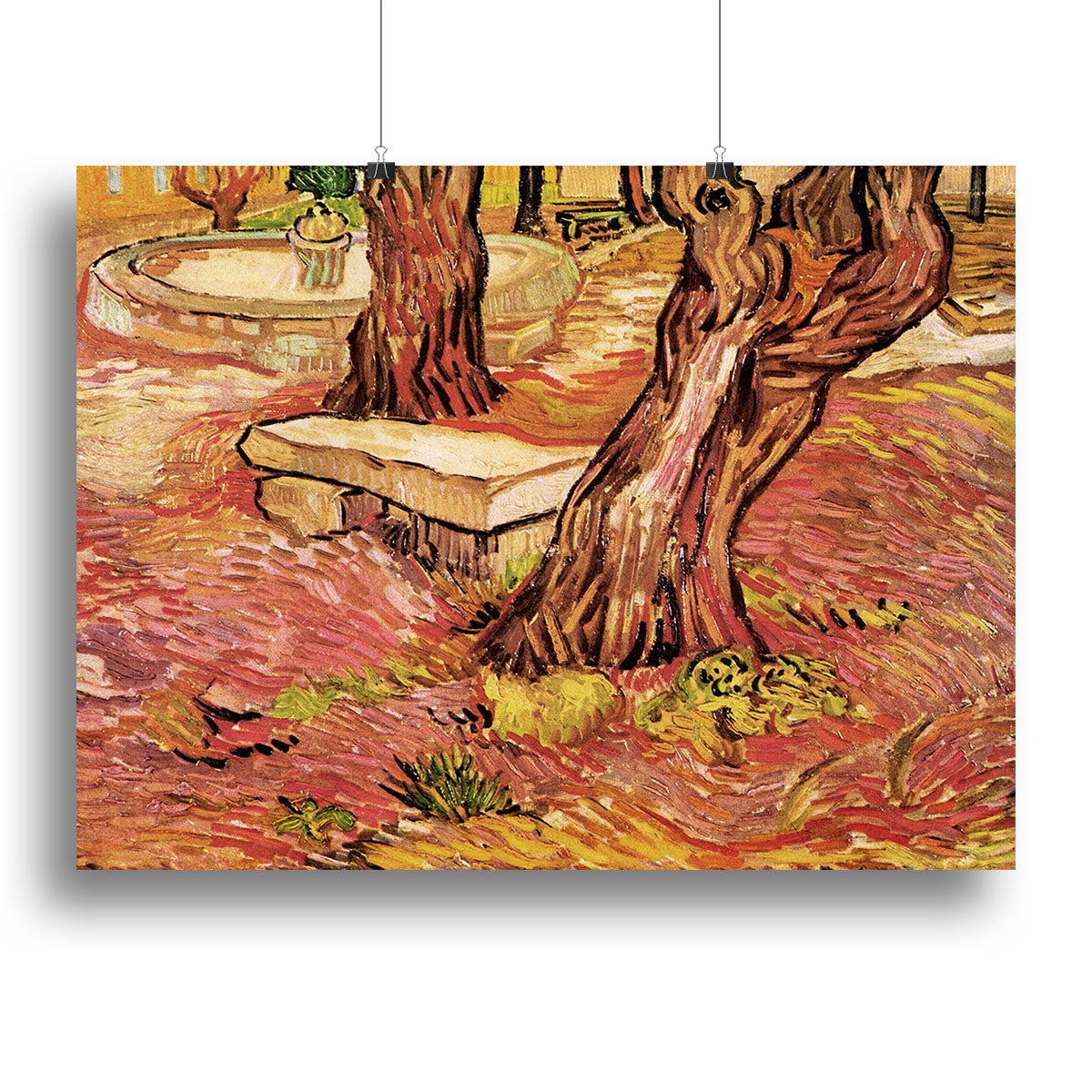 The Stone Bench in the Garden of Saint-Paul Hospital by Van Gogh Canvas Print or Poster - Canvas Art Rocks - 2