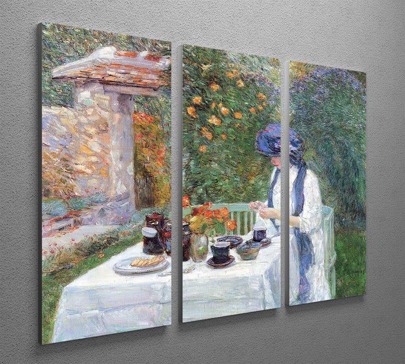 The Terre-Cuits Tea Set by Hassam 3 Split Panel Canvas Print - Canvas Art Rocks - 2