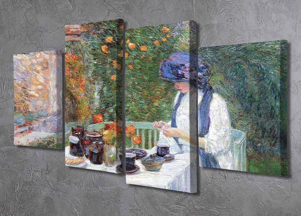 The Terre-Cuits Tea Set by Hassam 4 Split Panel Canvas - Canvas Art Rocks - 2