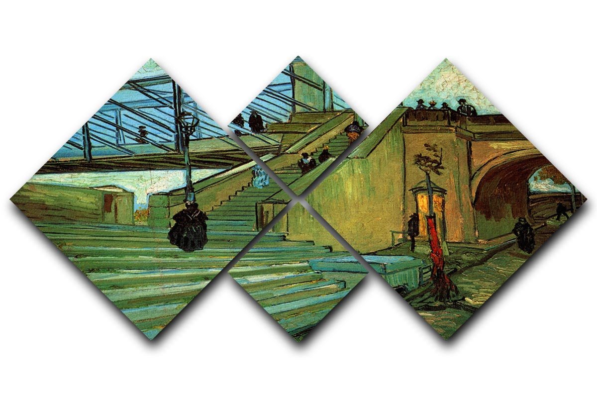 The Trinquetaille Bridge by Van Gogh 4 Square Multi Panel Canvas  - Canvas Art Rocks - 1