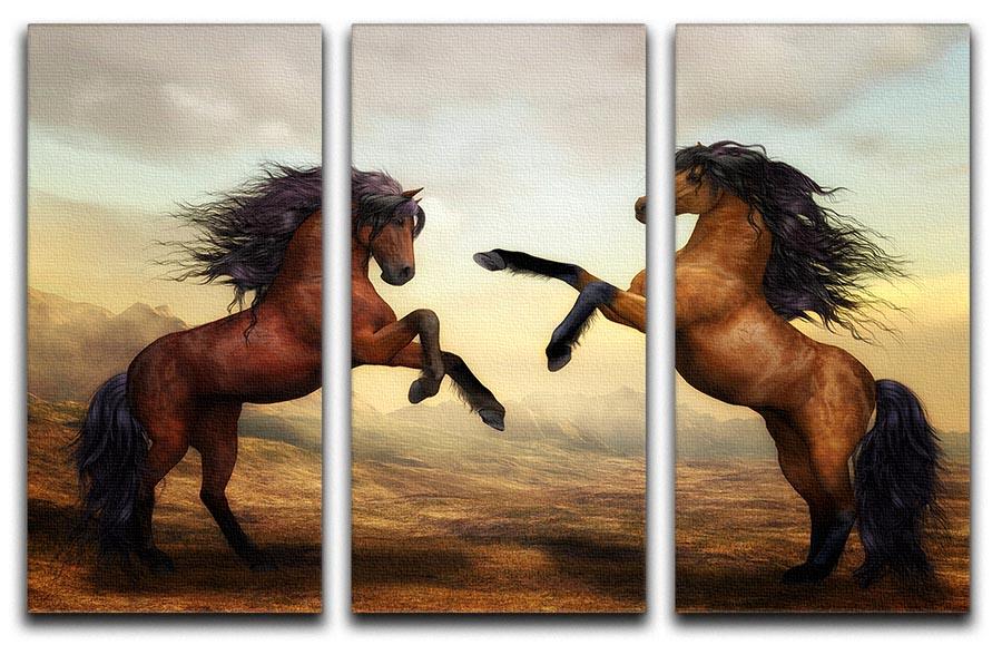 The Two Horses 3 Split Panel Canvas Print - Canvas Art Rocks - 1
