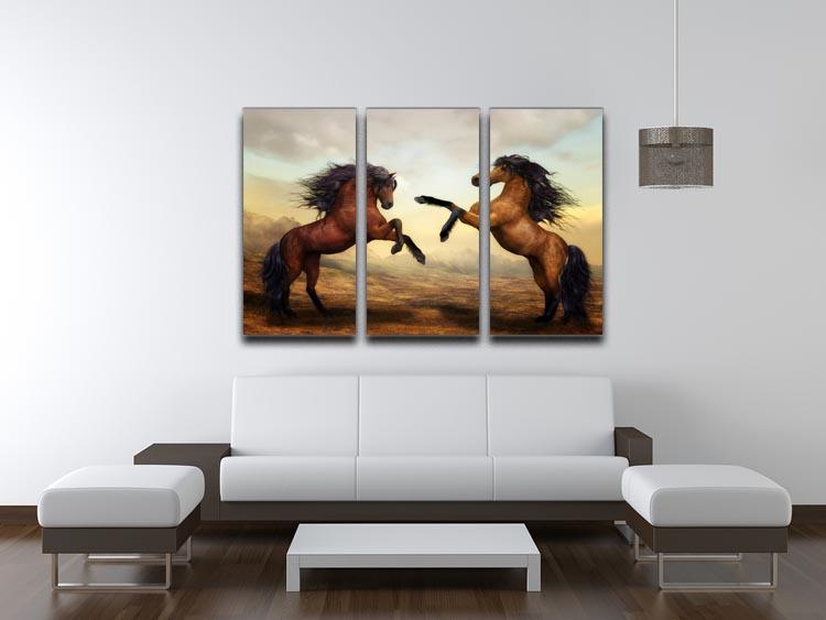 The Two Horses 3 Split Panel Canvas Print - Canvas Art Rocks - 3