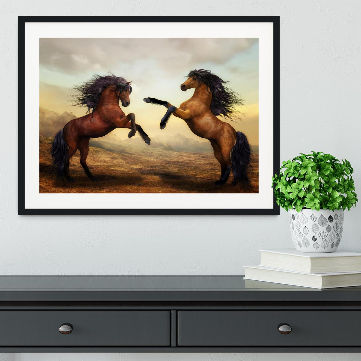 The Two Horses Framed Print - Canvas Art Rocks - 1