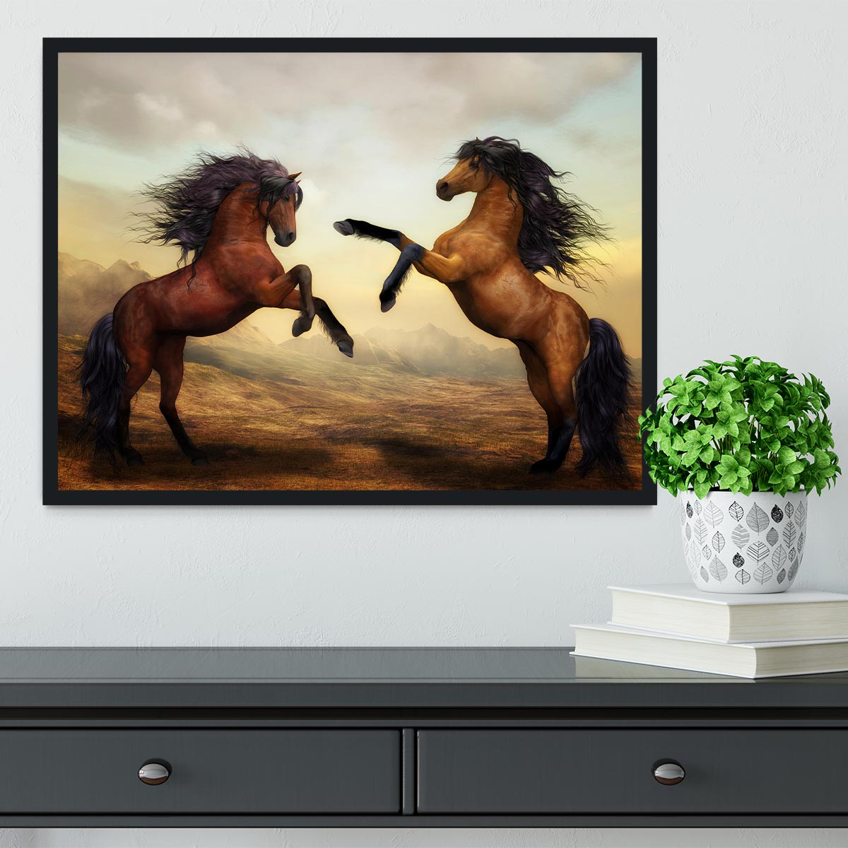 The Two Horses Framed Print - Canvas Art Rocks - 2