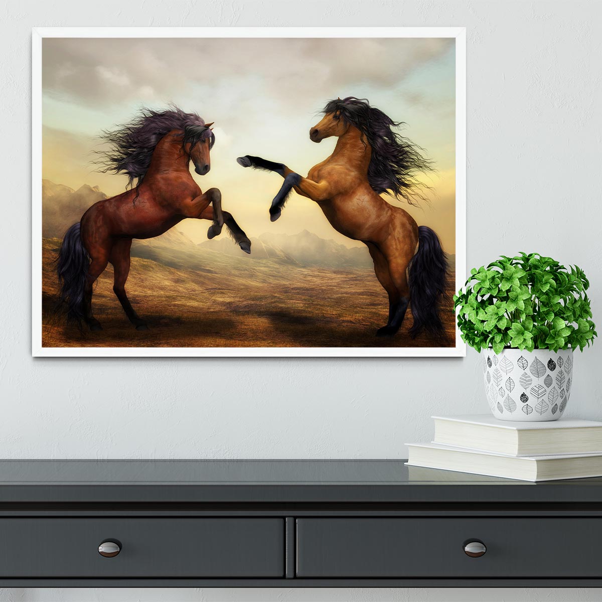 The Two Horses Framed Print - Canvas Art Rocks -6