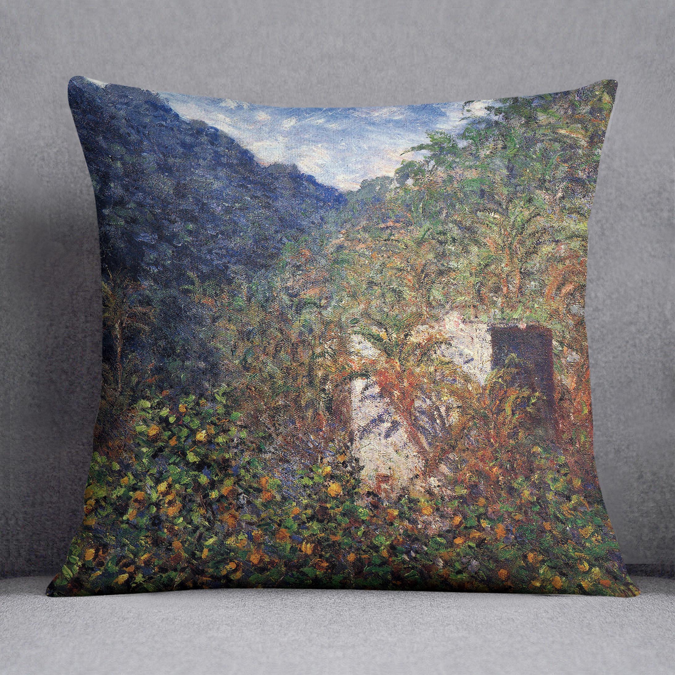 The Valley Sasso Bordighera by Monet Cushion