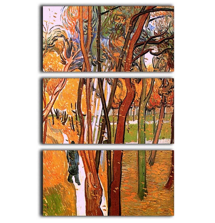 The Walk in Falling Leaves by Van Gogh 3 Split Panel Canvas Print - Canvas Art Rocks - 1