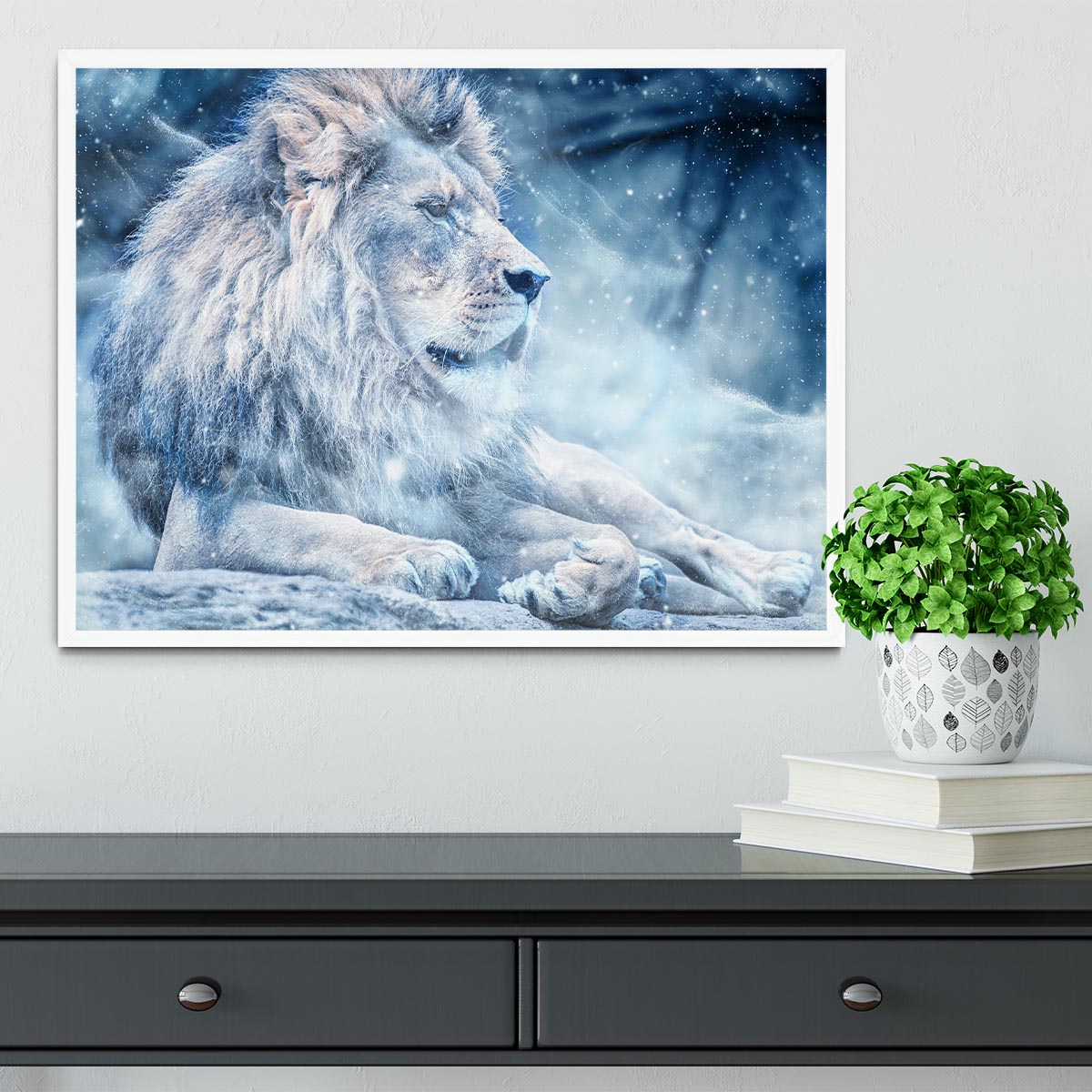 The White Lion Framed Print - Canvas Art Rocks -6