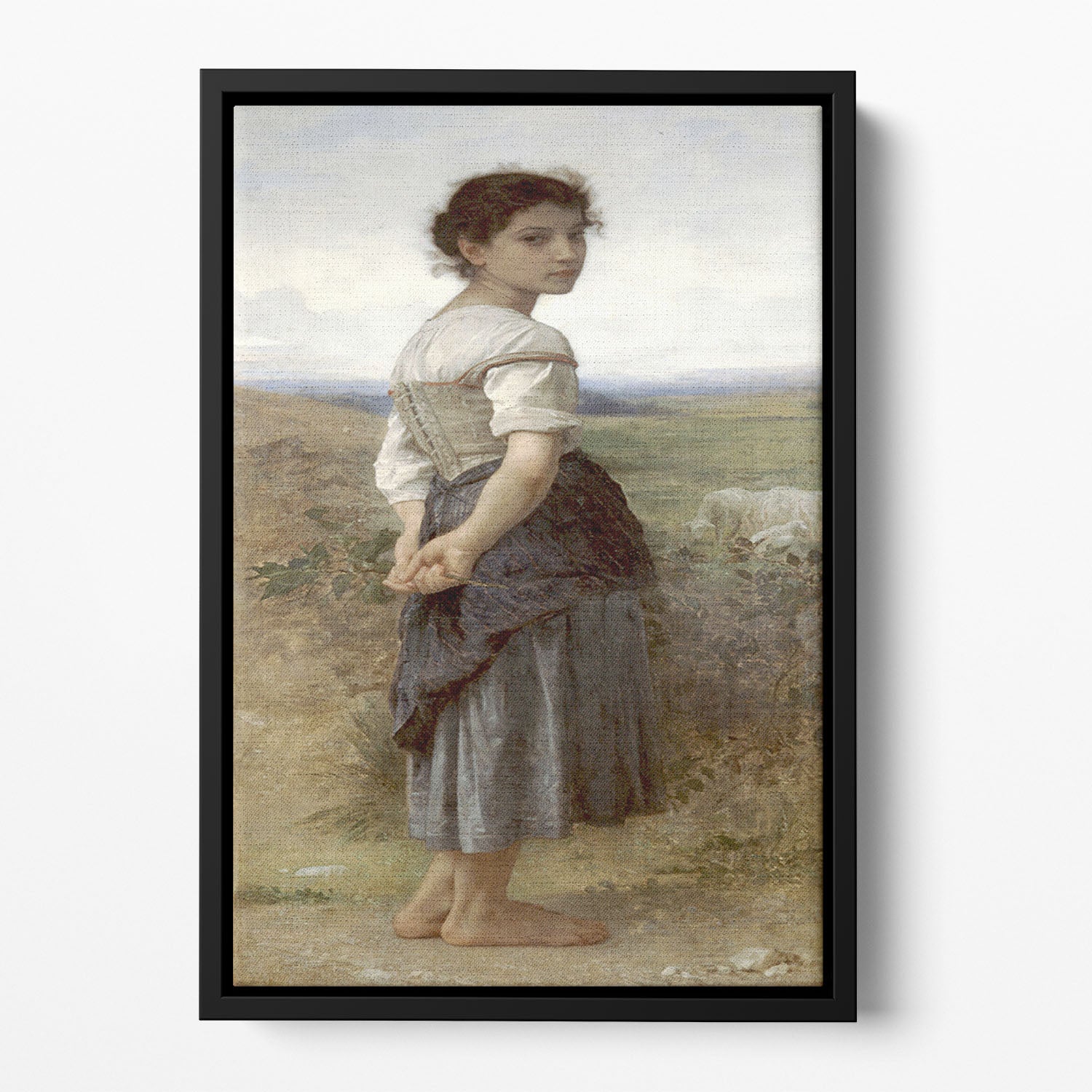The Young Shepherdess By Bouguereau Floating Framed Canvas