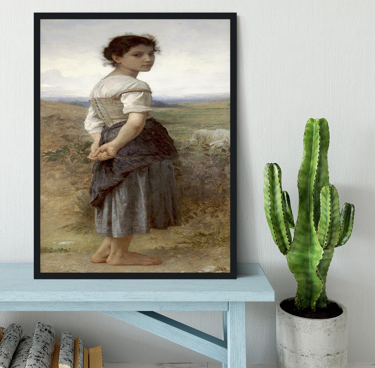 The Young Shepherdess By Bouguereau Framed Print - Canvas Art Rocks - 2