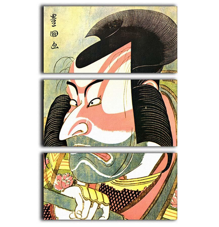 The actor Ichikawa Ebizo by Hokusai 3 Split Panel Canvas Print - Canvas Art Rocks - 1