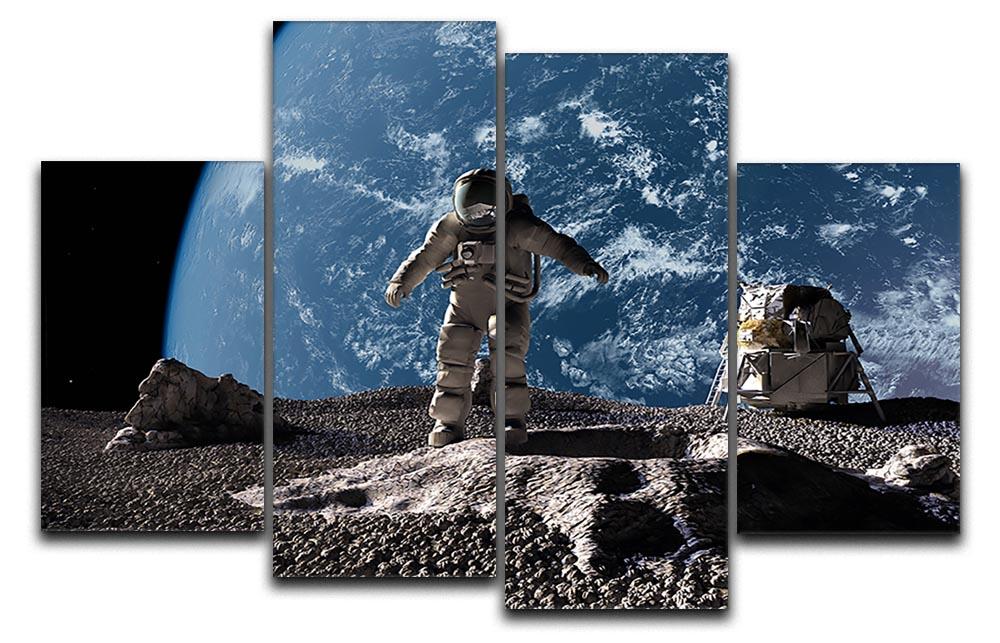 The astronaut on a background of a planet 4 Split Panel Canvas  - Canvas Art Rocks - 1