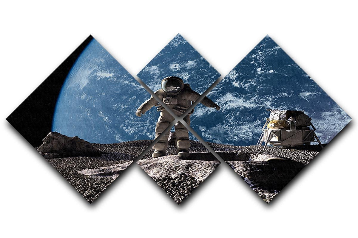 The astronaut on a background of a planet 4 Square Multi Panel Canvas  - Canvas Art Rocks - 1