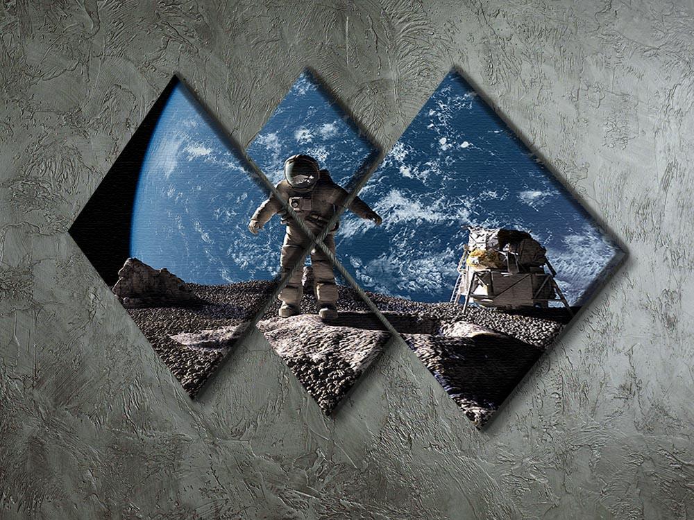 The astronaut on a background of a planet 4 Square Multi Panel Canvas - Canvas Art Rocks - 2
