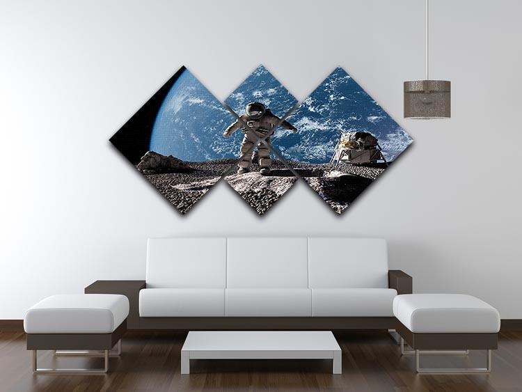 The astronaut on a background of a planet 4 Square Multi Panel Canvas - Canvas Art Rocks - 3