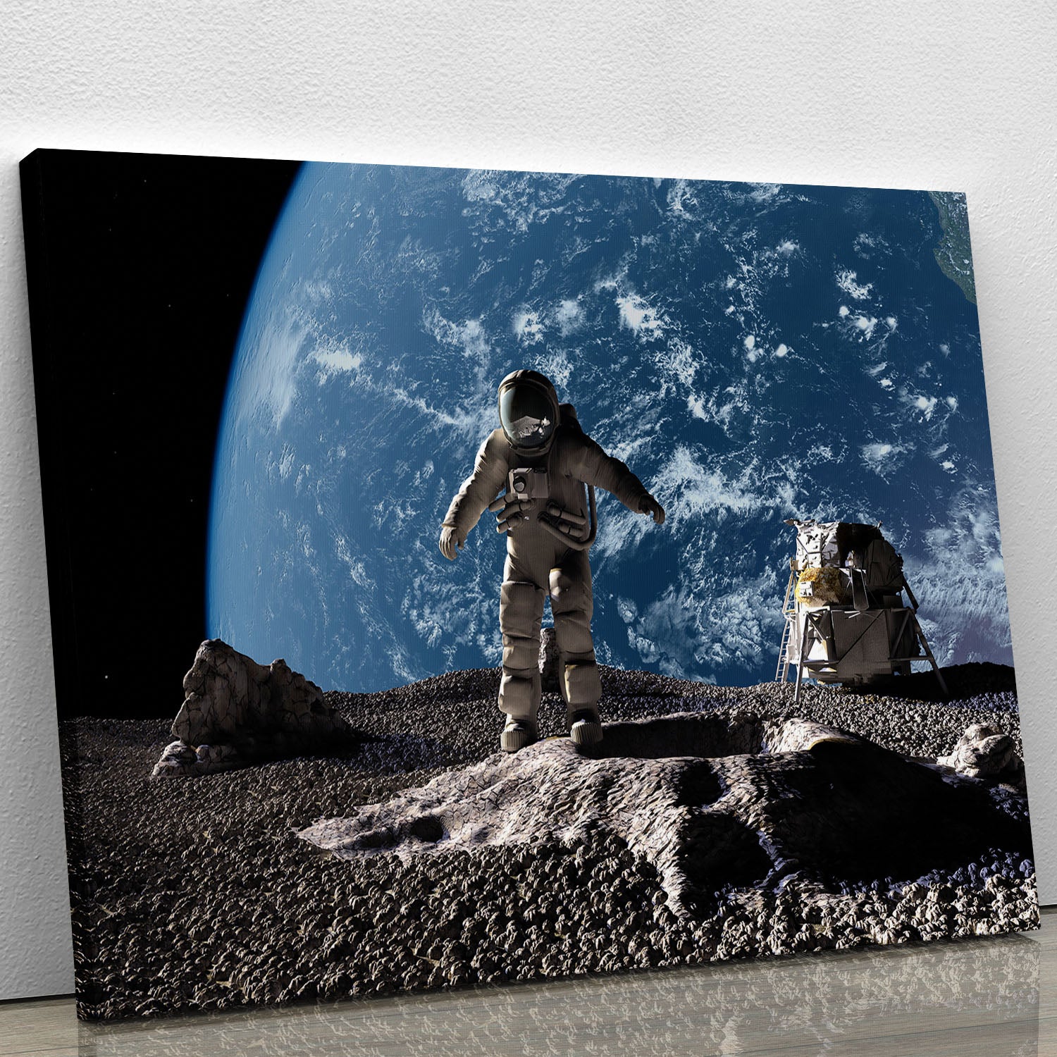 The astronaut on a background of a planet Canvas Print or Poster - Canvas Art Rocks - 1